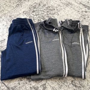 Adidas joggers 
These are YOUTH sizes. 
2 large 1 is an xl